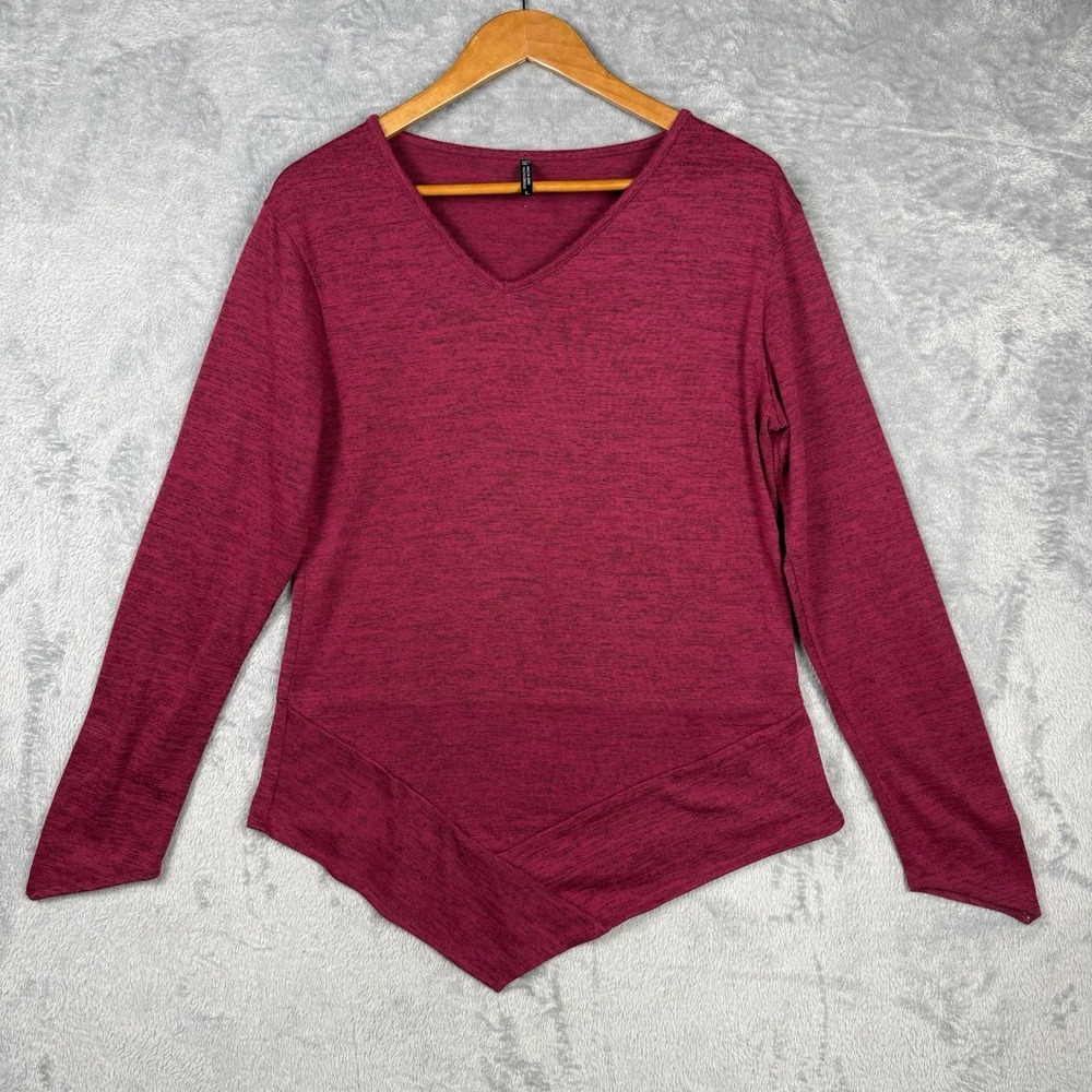 Kuhl Womens L Pink Asymmetric Hem V-Neck Long Sleeves Pullover Labtex Sweater